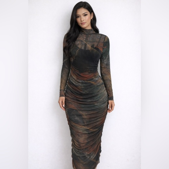 Fashion Nova Dresses & Skirts - Fashion Nova Earthy Tones Long Sleeve Dress